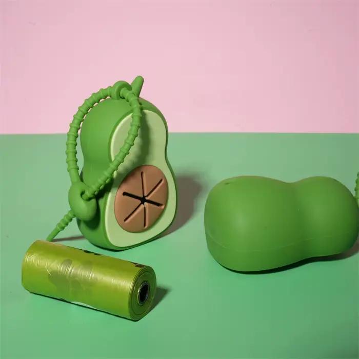 (1 avocat + 1 rouleau de sac poubelle) distributeur de sacs poubelles pour chien en forme d'avocat mignon Scooper