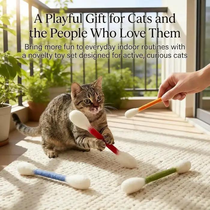 Bâtonnets de coton pour chat avec herbe à chat