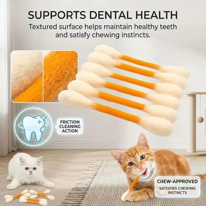 Bâtonnets de coton pour chat avec herbe à chat