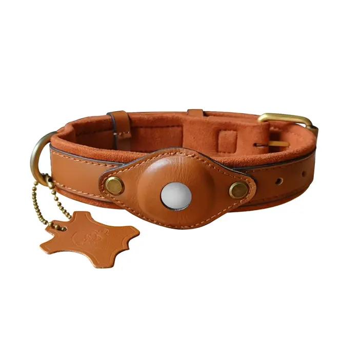 Collier pour chien en cuir pour animaux de compagnie avec support AirTag