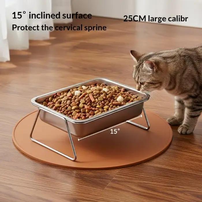 Bol pour chien en acier inoxydable grande capacité 15 ° Conception inclinée et surélevée avec protection du cou