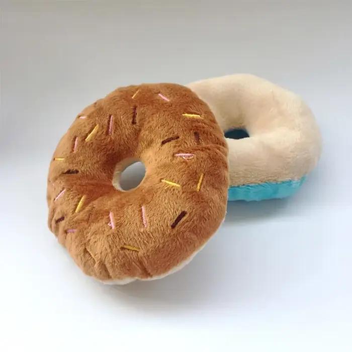 Donuts de chien doux en peluche jouets pour chiens de compagnie jouet à mâcher mignon chiot couineur