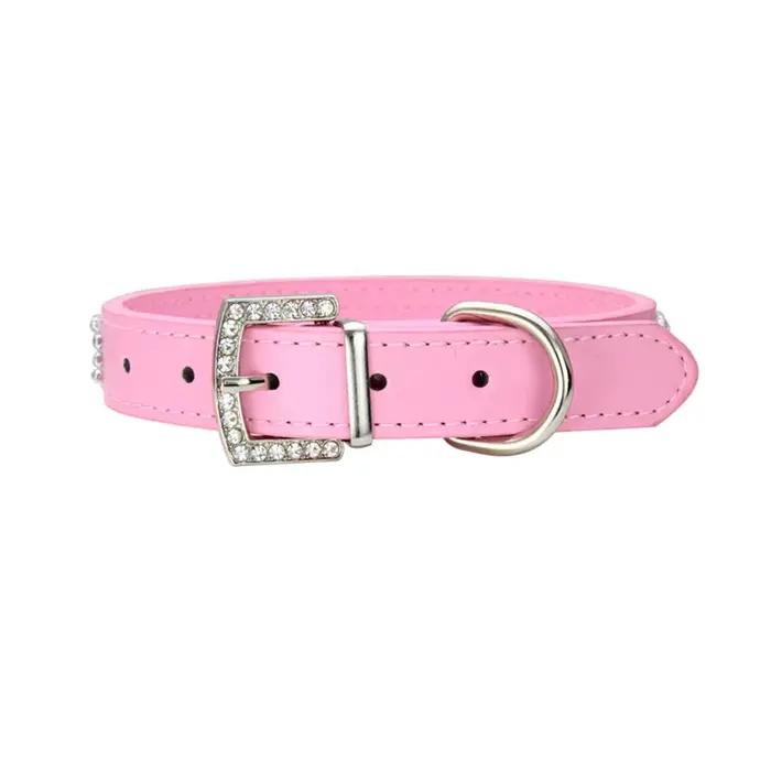 XS S M L XL Collier de chien confortable en fibre de daim et cristal avec strass à paillettes