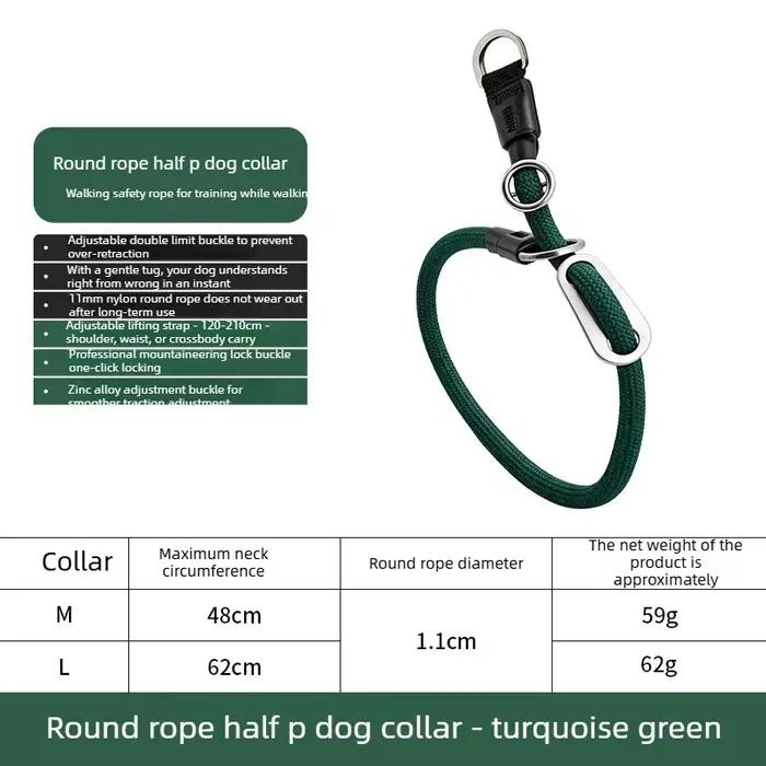 Collier et laisse pour chien en corde semi-ronde