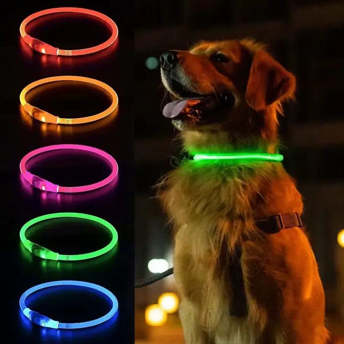 Collier de chien LED, collier de chien de compagnie éclairé rechargeable USB