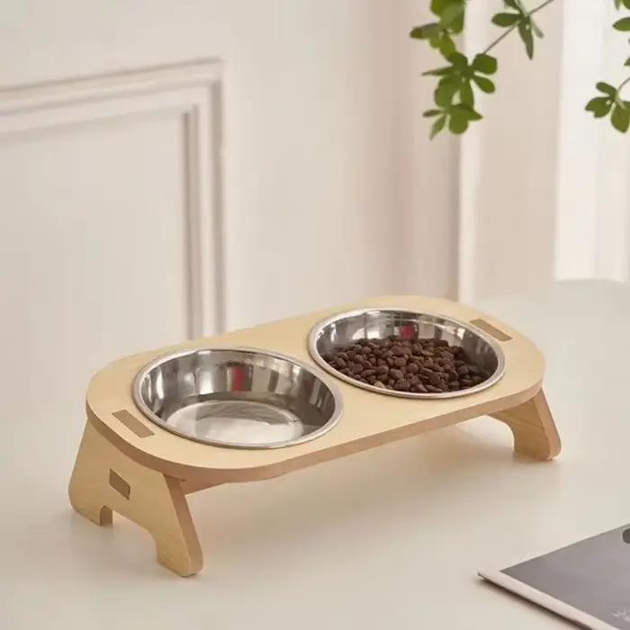 Bols surélevés en bois pour chiens avec support réglable surélevé pour chiots et chats