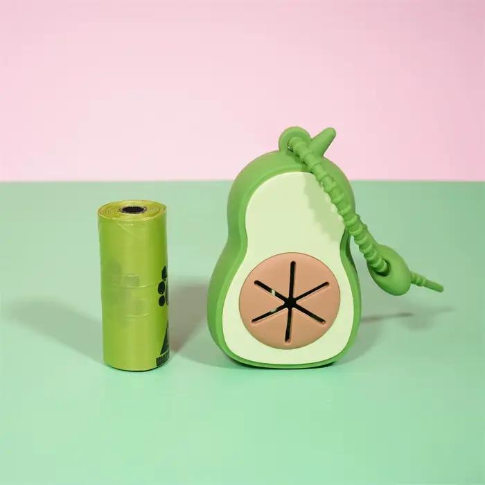 (1 avocat + 1 rouleau de sac poubelle) distributeur de sacs poubelles pour chien en forme d'avocat mignon Scooper