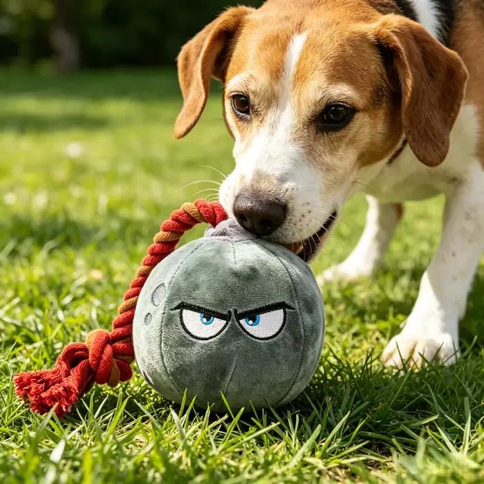 Jouet pour chien en forme de grenade avec cordon de traction