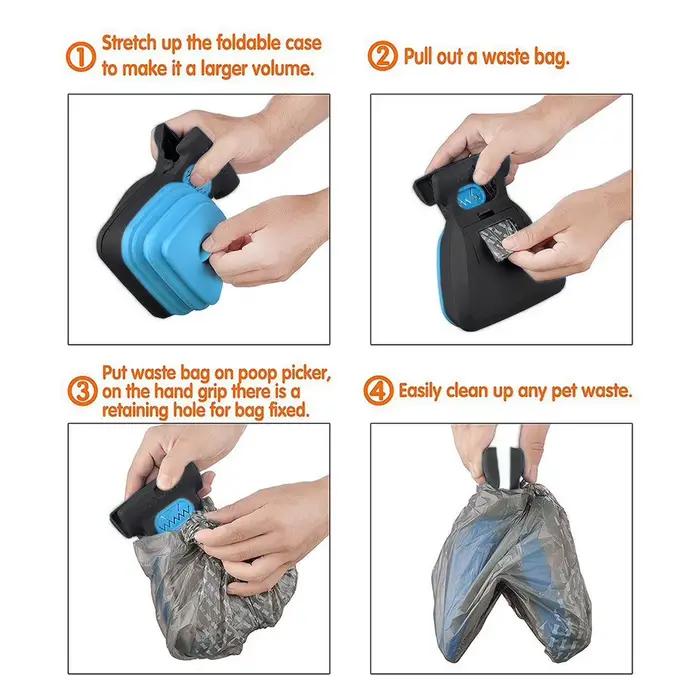 Pelle à merde pliable de voyage pour animaux de compagnie