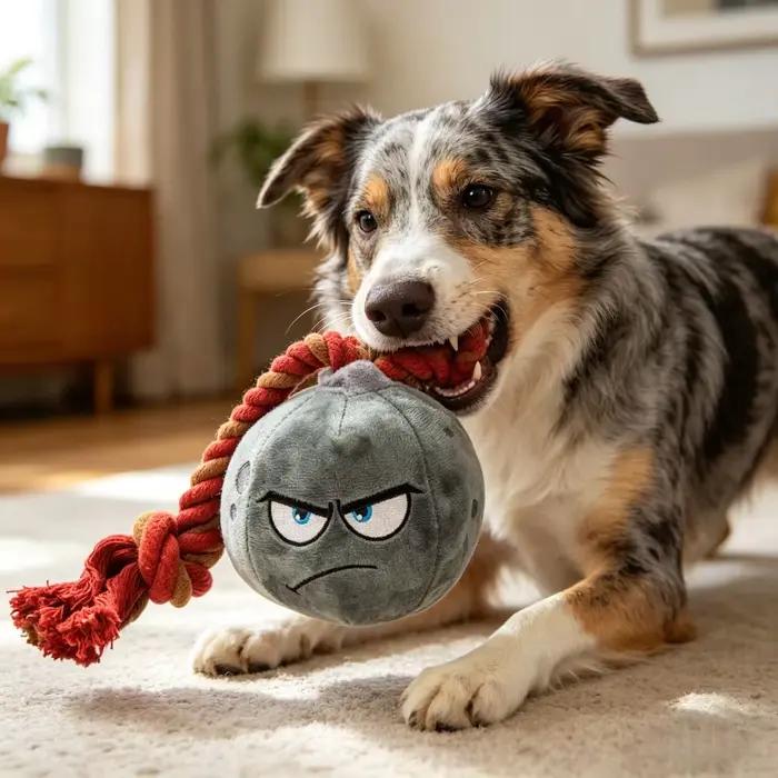 Jouet pour chien en forme de grenade avec cordon de traction