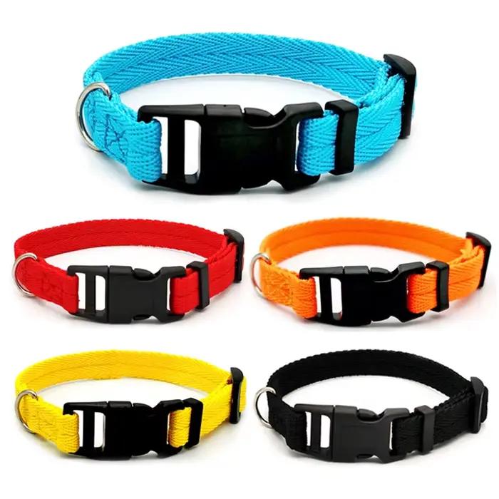 Collier pour chien de compagnie couleur unie colliers pour chiots chiens moyens rapidement désactivé