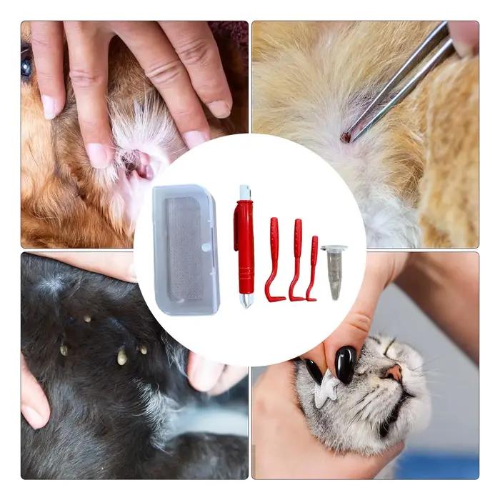 Kit de pinces et crochets pour l'élimination des tiques – Outil de nettoyage complet pour animaux de compagnie et chevaux