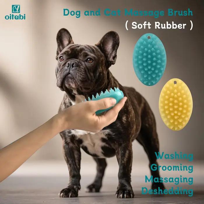 Brosse en caoutchouc souple Oitabi pour chiens et chats à poils courts