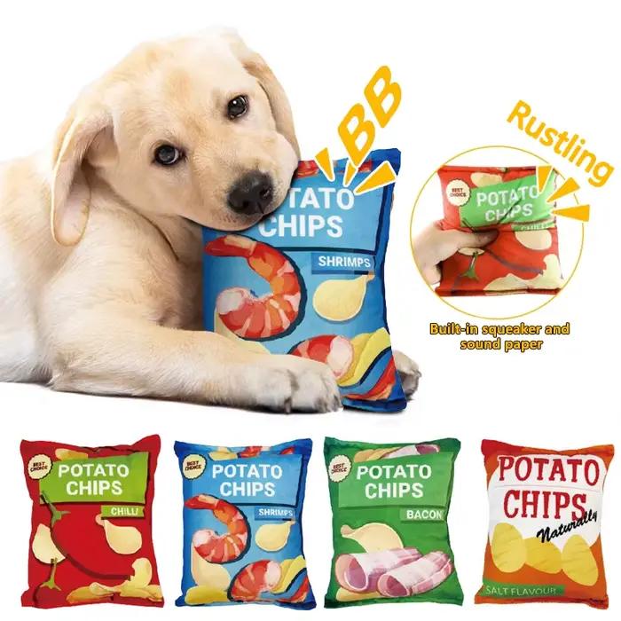 Funny Dog Toys Crisps Plush Filled Pets Squeaky Chew Toy Bite-resistant Sounding Paper