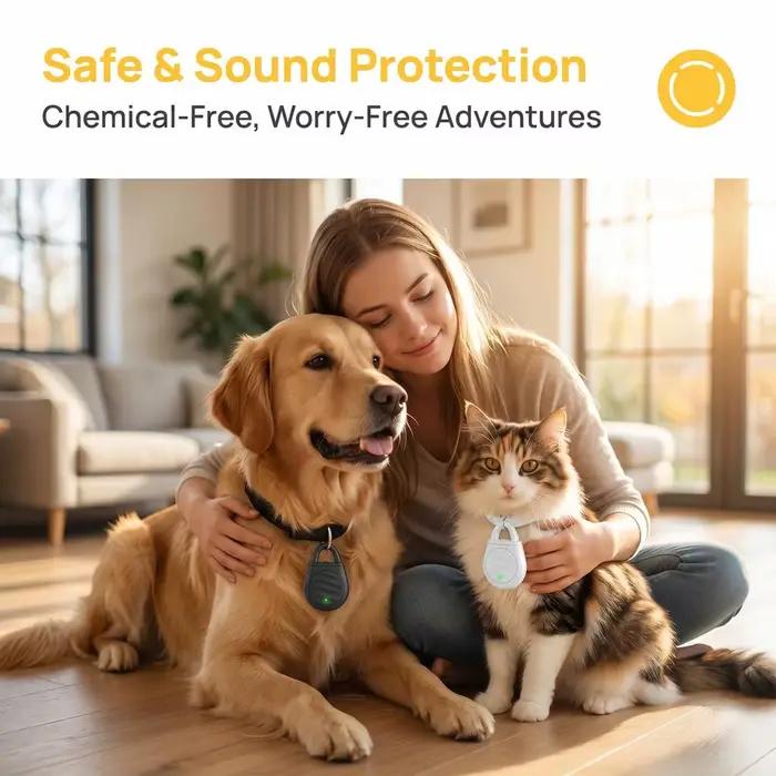 Collier anti-puces et anti-tiques à ultrasons pour chiens et chats