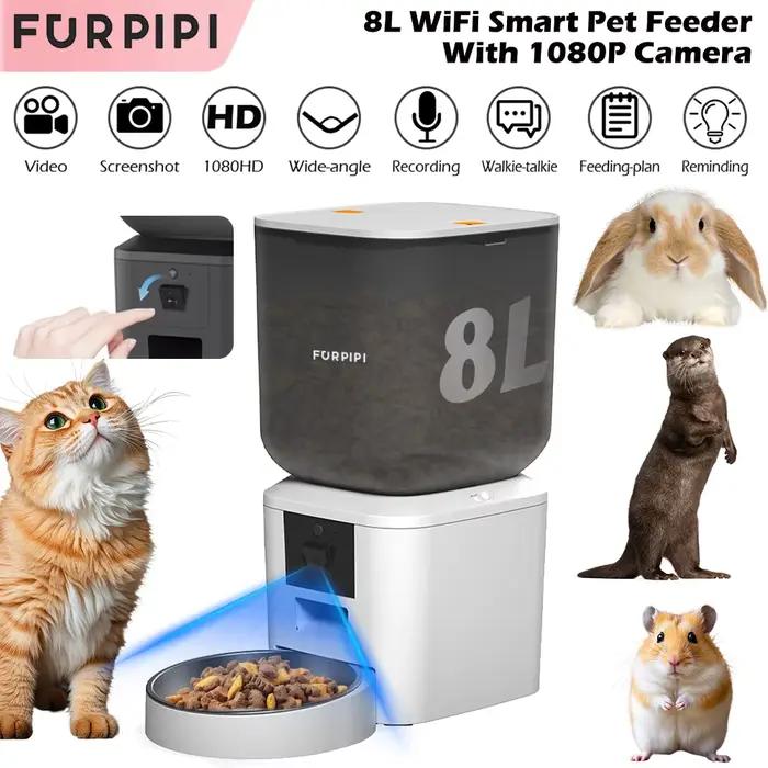 Furpipi mangeoire automatique pour chat avec caméra 1080p WiFi 8L facile à nettoyer Smartlife Tuya APP télécommande