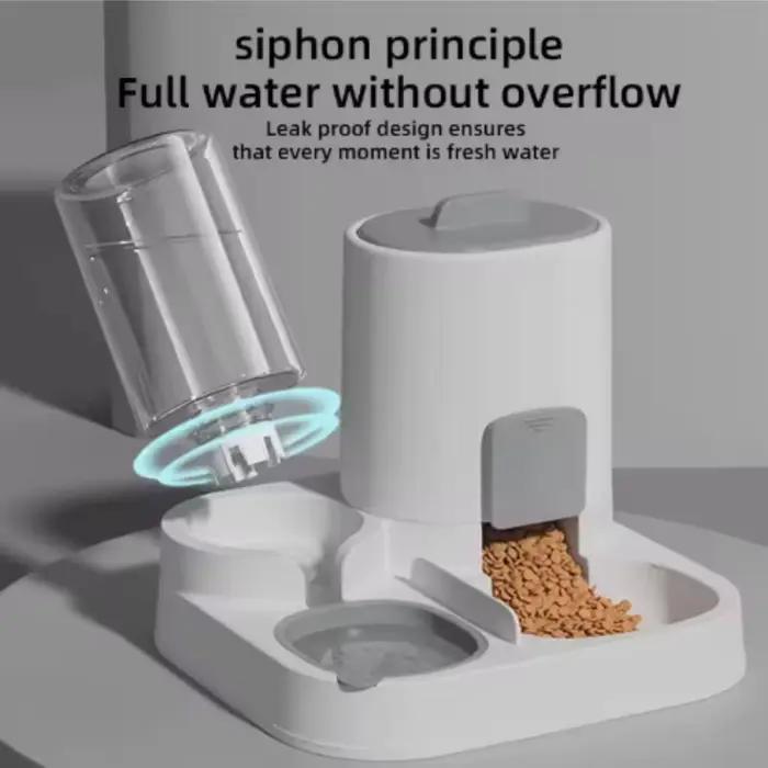 Distributeur d'eau et de nourriture 2-en-1 pour chats et chiens – Gamelle lisse pour animaux de compagnie