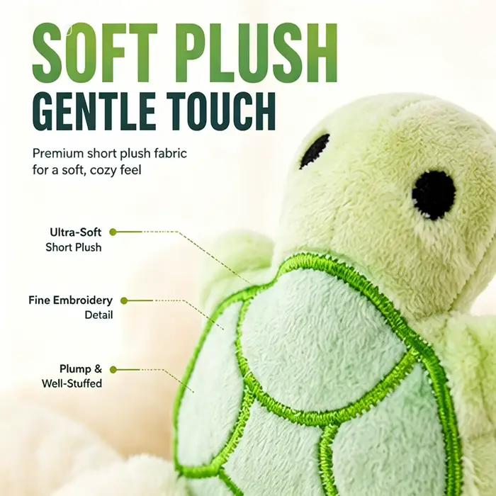 Mini jouet en peluche tortue couineuse pour chien