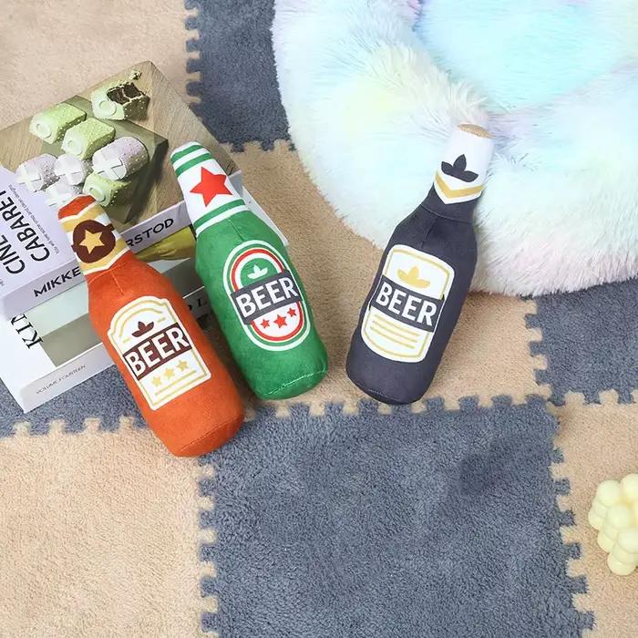 Jouet en peluche pour chien en forme de bouteille de bière pour chiens de petite à grande taille
