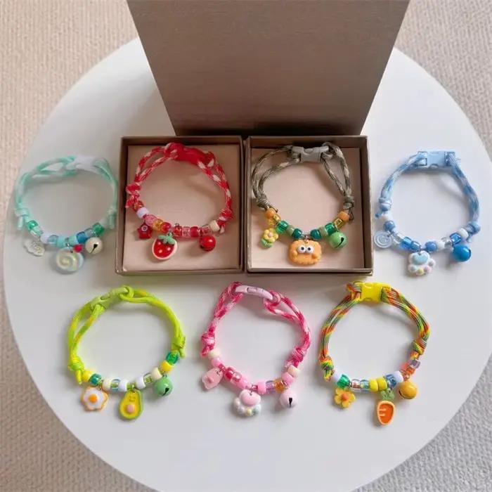 Mignon animal de compagnie coloré avec cloches réglable chat chiot collier tressé
