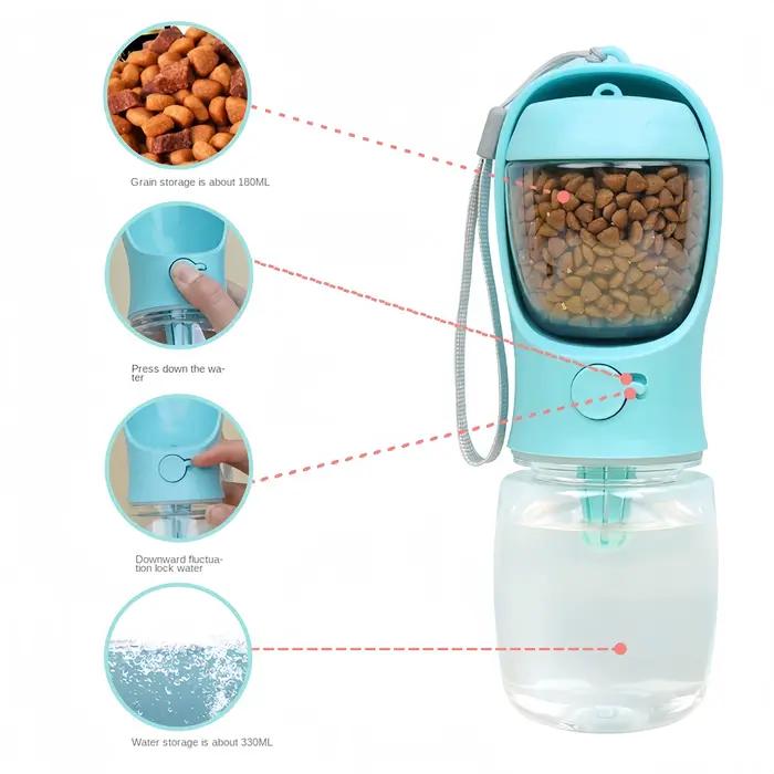 Bouteille d'eau portable pour chien et chat avec conteneur de rangement pour nourriture et eau