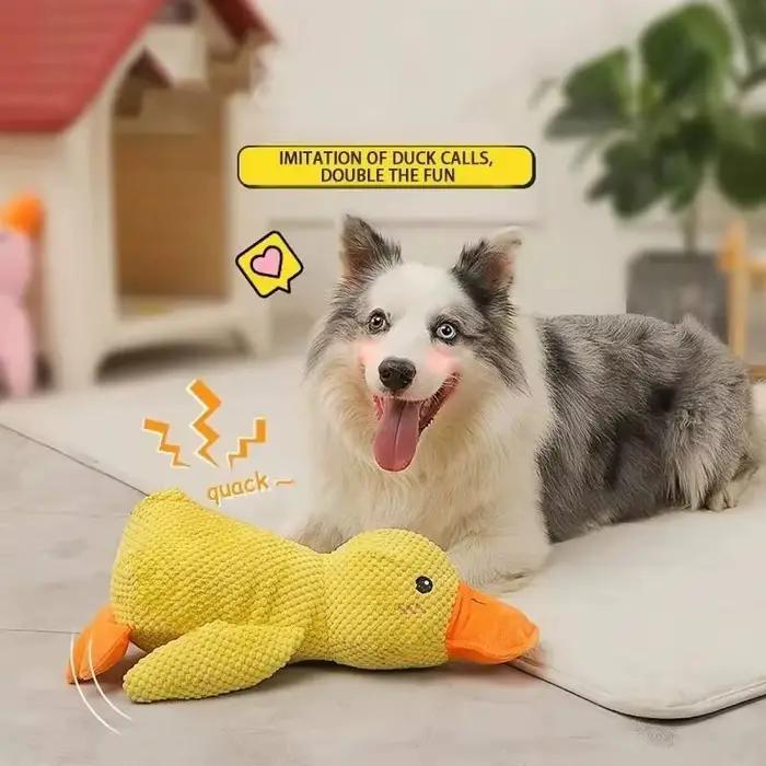 Jouet en peluche pour animaux de compagnie, canard apaisant, compagnon de canard endormi, jouet à mâcher, Durable, grinçant pour chiot, nettoyage des dents d'animaux, jouet à mâcher pour animaux de co