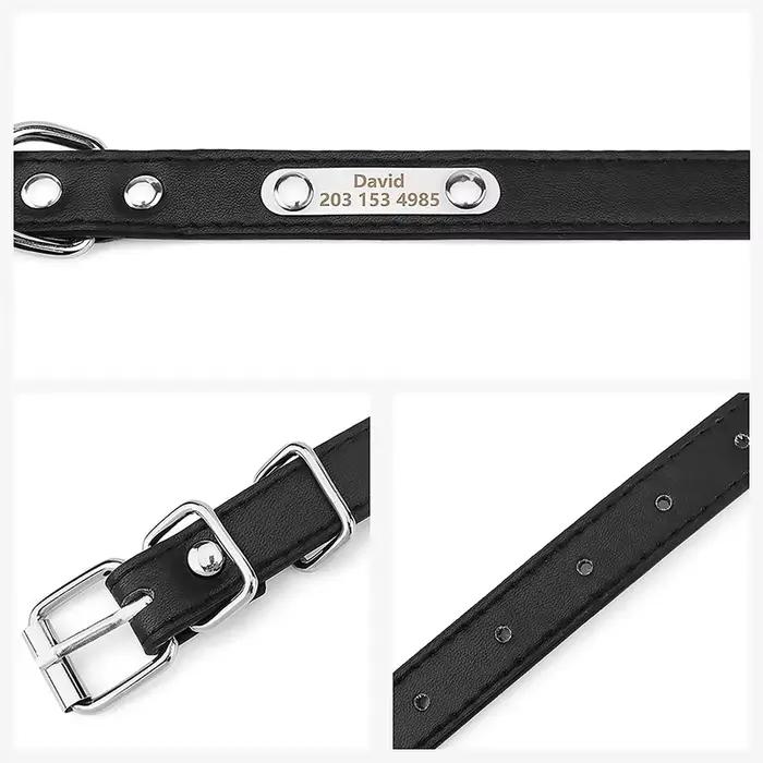 Collier pour chien de compagnie avec étiquette de nom gravée