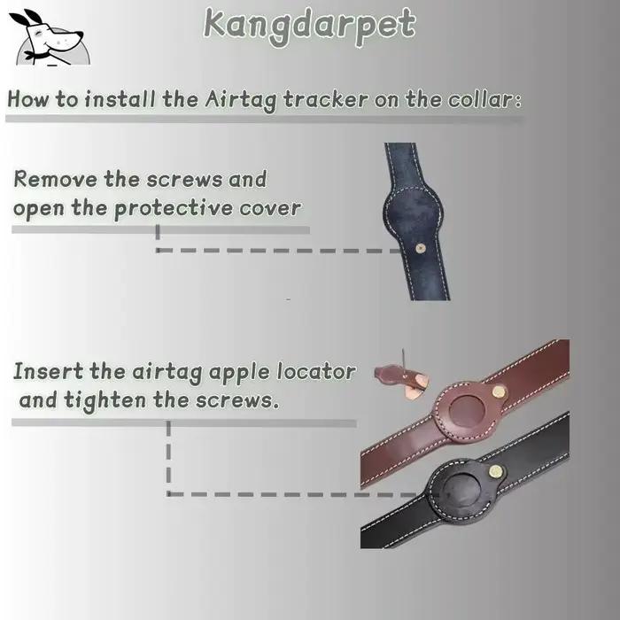 Collier pour chien en cuir véritable AirTag