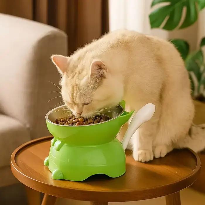 Gamelle surélevée grand diamètre anti-déversement et anti-fuite pour chats et chiens