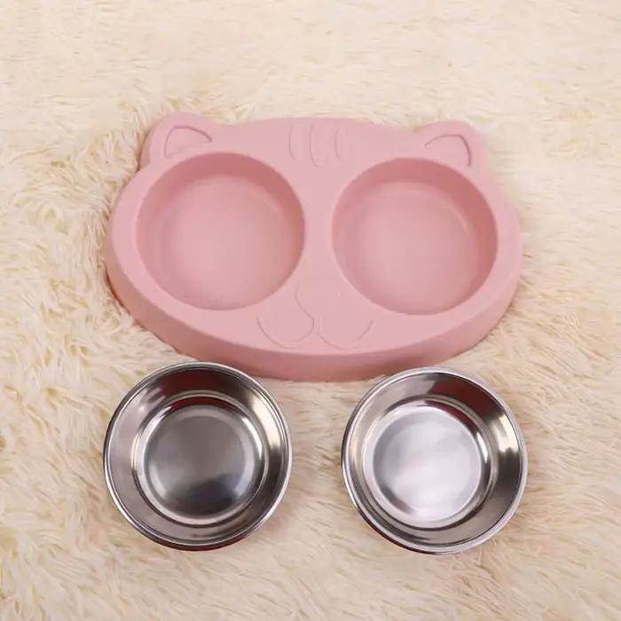 Bol double en acier inoxydable pour animaux de compagnie