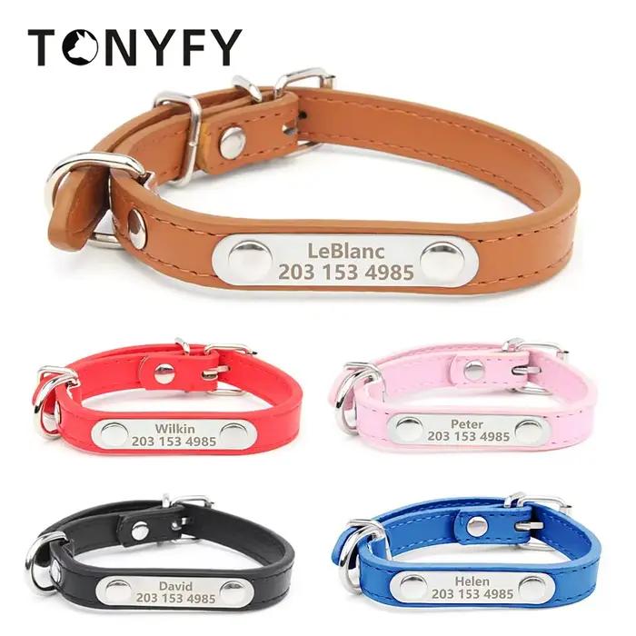Collier pour chien de compagnie avec étiquette de nom gravée