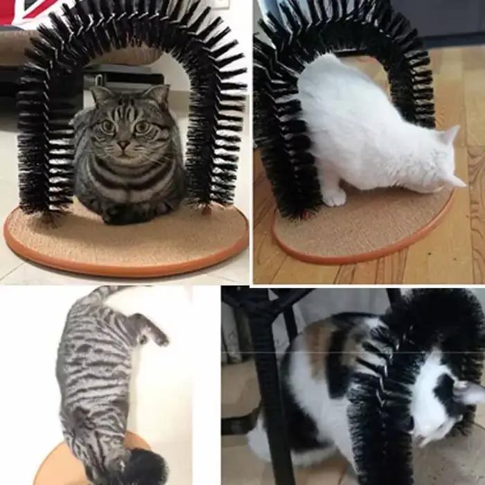 Jouet pour chat arc auto-groome Pamper félin avec un Massage toilettage brosse à friction avec tampon à gratter