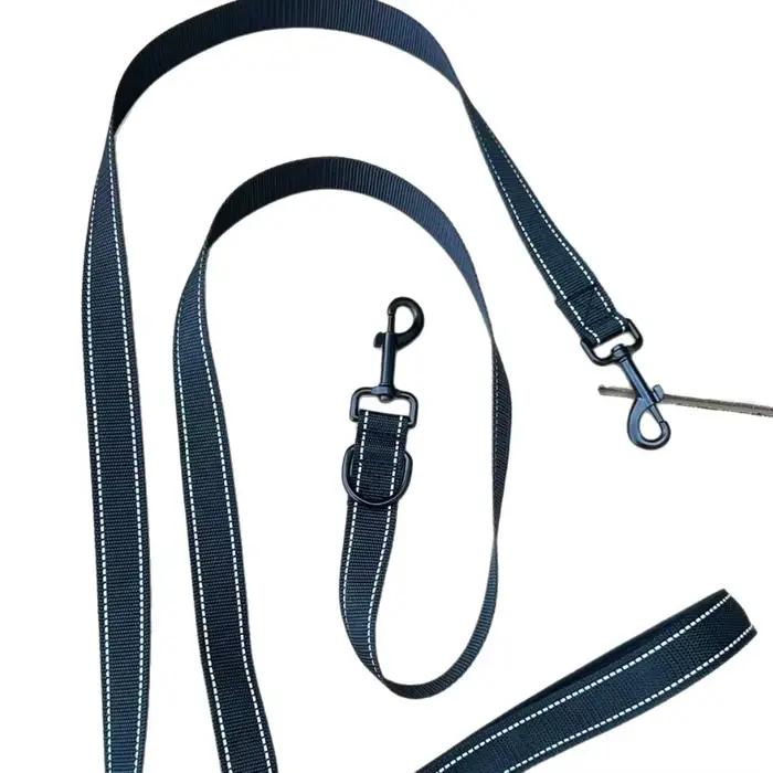 Laisse de dressage réfléchissante à double point de contrôle anti-traction avec poignée rembourrée pour chiens de
