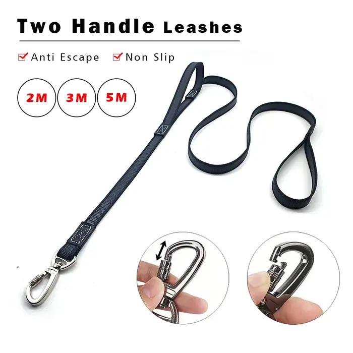 Laisse pour gros chien 2M 3M 5M Anti-évasion double poignées sangles pour animaux de compagnie 1.6M corde en caoutchouc