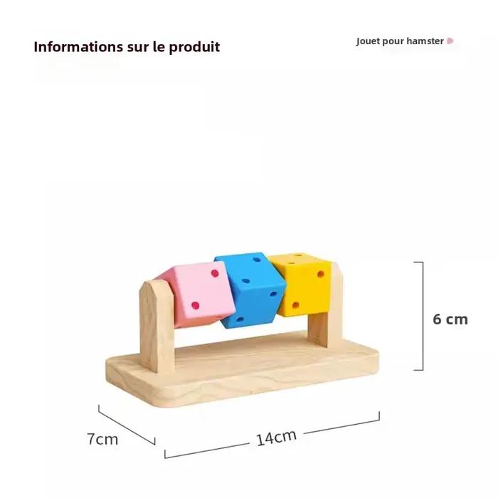 Jouet à mâcher interactif en bois coloré en forme de cube Rubik