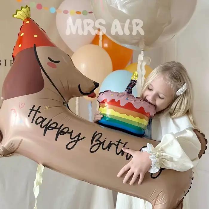 2 ballons en aluminium motif chien saucisse de dessin animé pour anniversaire