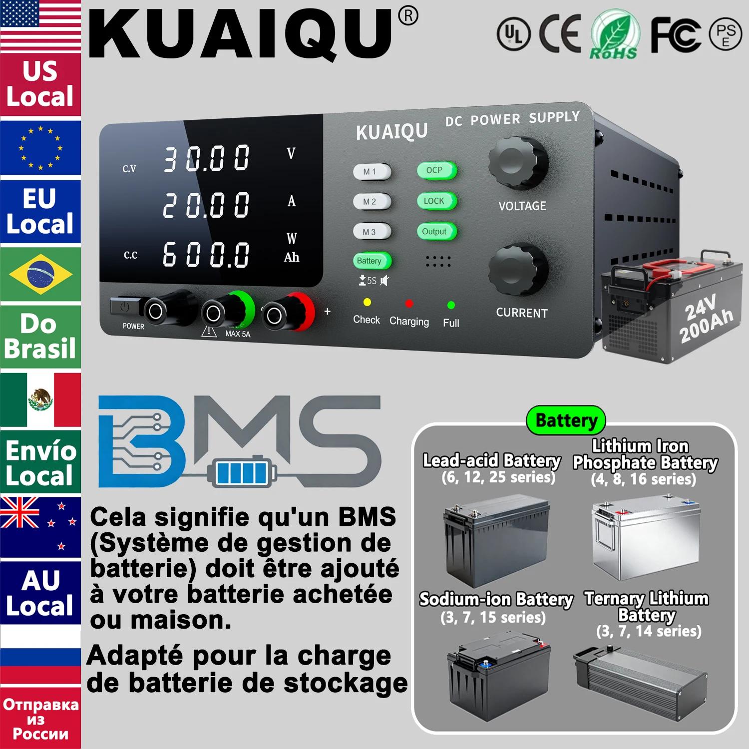 ALIMENTATION CONTINUE RÉGLABLE KUAIQU, 0V~60V 0A~30A, ALIMENTATION DE LABORATOIRE RÉGULÉE POUR LA CHARGE D'ACCUMULATEUR, PROLONGE LA DURÉE DE VIE DE LA BATTERIE