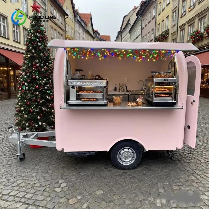 Camion de restauration rapide avec cuisine complète, idéal pour la vente de cornets de maïs, glaces, hot-dogs, snacks, barbecue extérieur, traiteur mobile commercial personnalisé