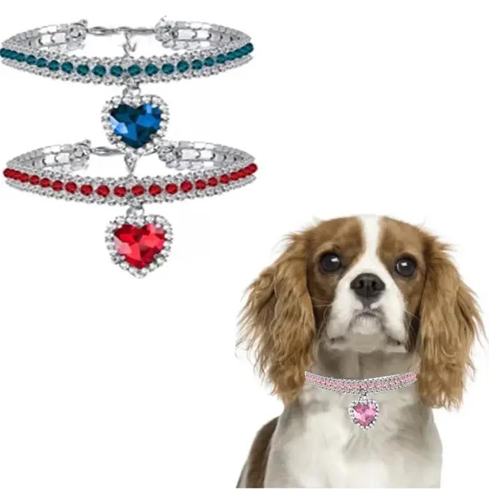 Collier pour animaux de compagnie amour goutte d'eau diamant