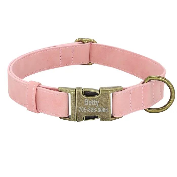 Collier de chien en cuir PU personnalisé gravé
