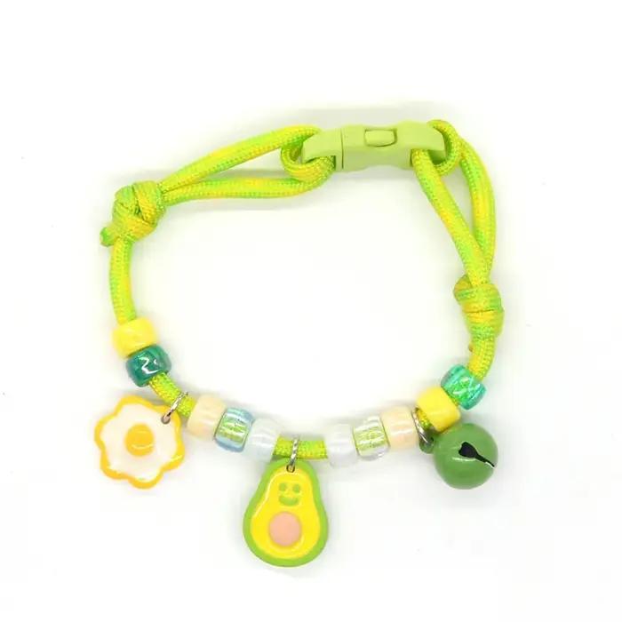 Mignon animal de compagnie coloré avec cloches réglable chat chiot collier tressé