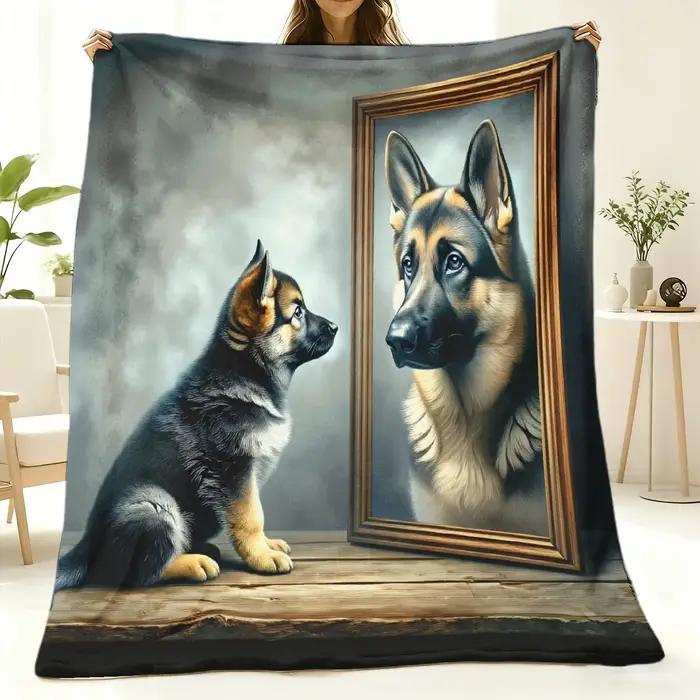 Couverture décorative à motif artistique de chien berger allemand pour canapé