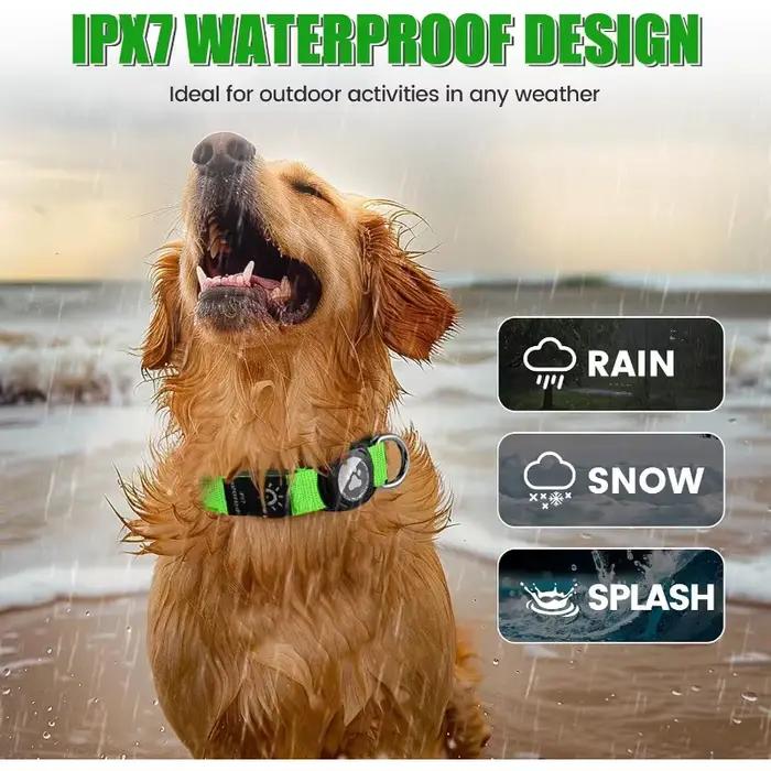 Collier pour chien LED avec support AirTag intégré