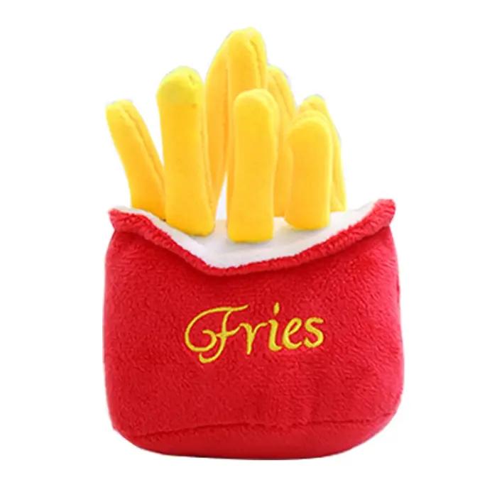 Jouet en peluche amusant pour chien, frites, hamburger, couinement coule, morsure à mâcher, fournitu