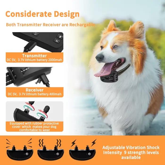 Clôture électrique sans fil 2 en 1 pour chien et collier d'entraînement à choc