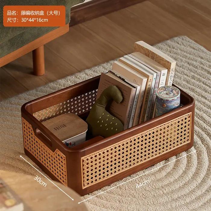 Panier de rangement rectangulaire en rotin de luxe