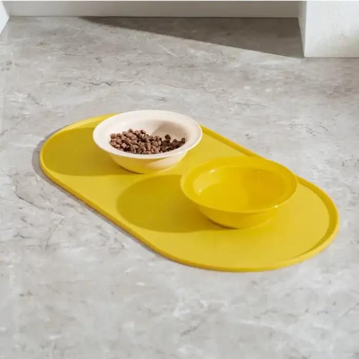 Tapis pour nourriture pour animaux de compagnie compatible avec les gamelles pour chats/chiens, tapis d'alimentation pour chats avec conception antidérapante et imperméable, pour les propriétaires de