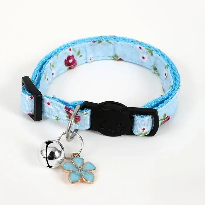 Colliers de chat détachables avec cloches et pendentif, collier de chat à fleurs, colliers réglables pour femmes, filles, chats, garçons, chats et chiots