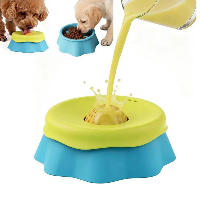 Gamelle à lécher interactive pour chien avec boule roulante, anti-dérapante, pour aliments humides, eau et friandises