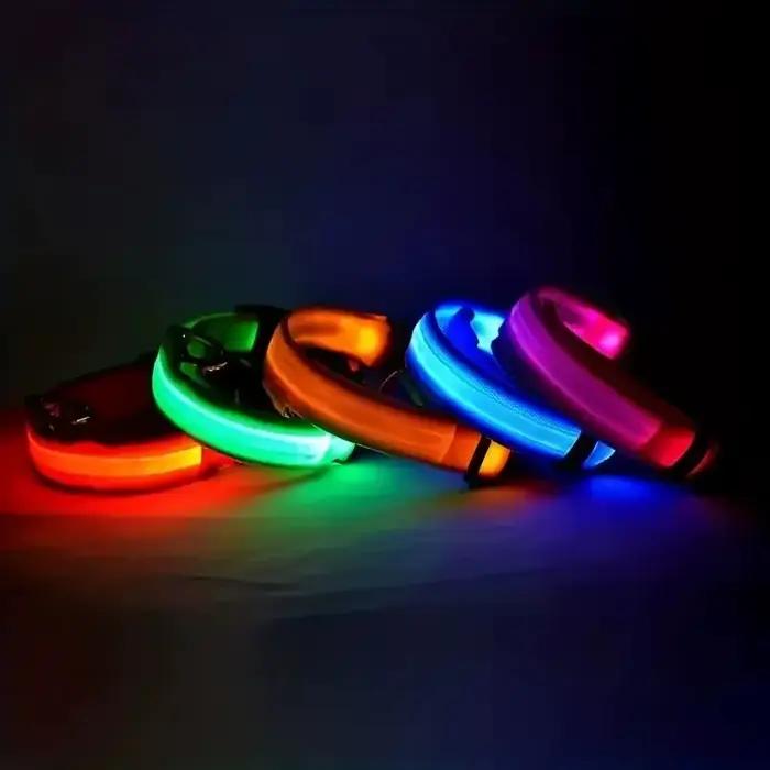 Nylon LED nuit sécurité clignotant lueur dans la nuit laisse pour chien chiens lumineux Fluorescent